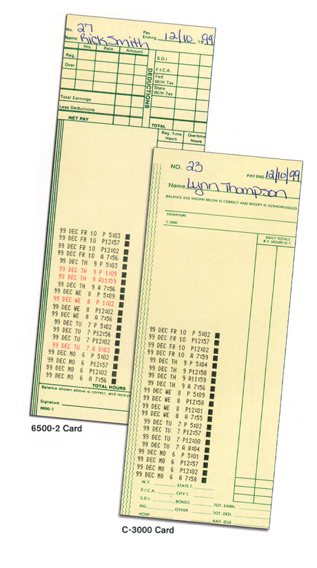 Amano CP-3000 Sample Time Cards
